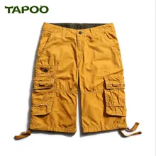 Tapoo шорты Для мужчин лето, мульти карман камуфляж хлопковые мужские шорты Повседневное свободные колен Для мужчин s брюки-карго Masculina Пляжные шорты