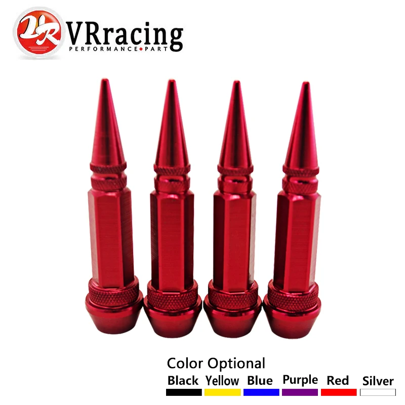 

VR RACING - 4Pcs/set Universal Auto Bicycle Car Tire Valve Cap VALVE STEM CAPS WHEELS RIMS like Racing lug nuts VR-WR12