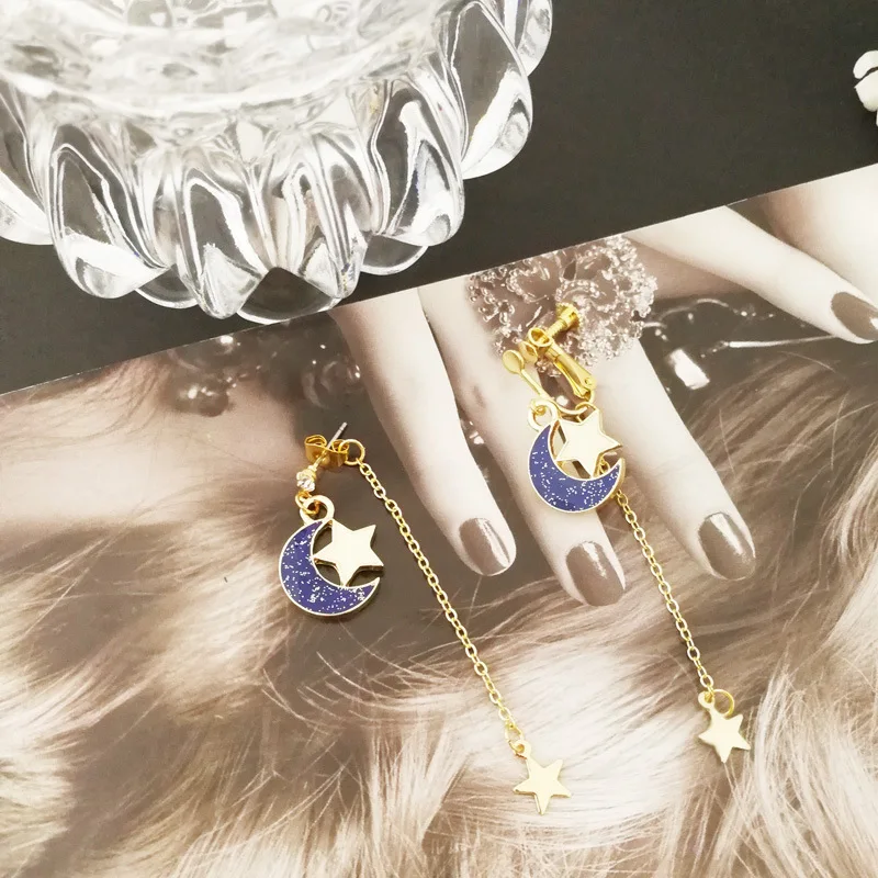 

1Pair Anime Sailor Moon Cosplay Eardrop Kawaii Star Moon Earrings Ear Clip