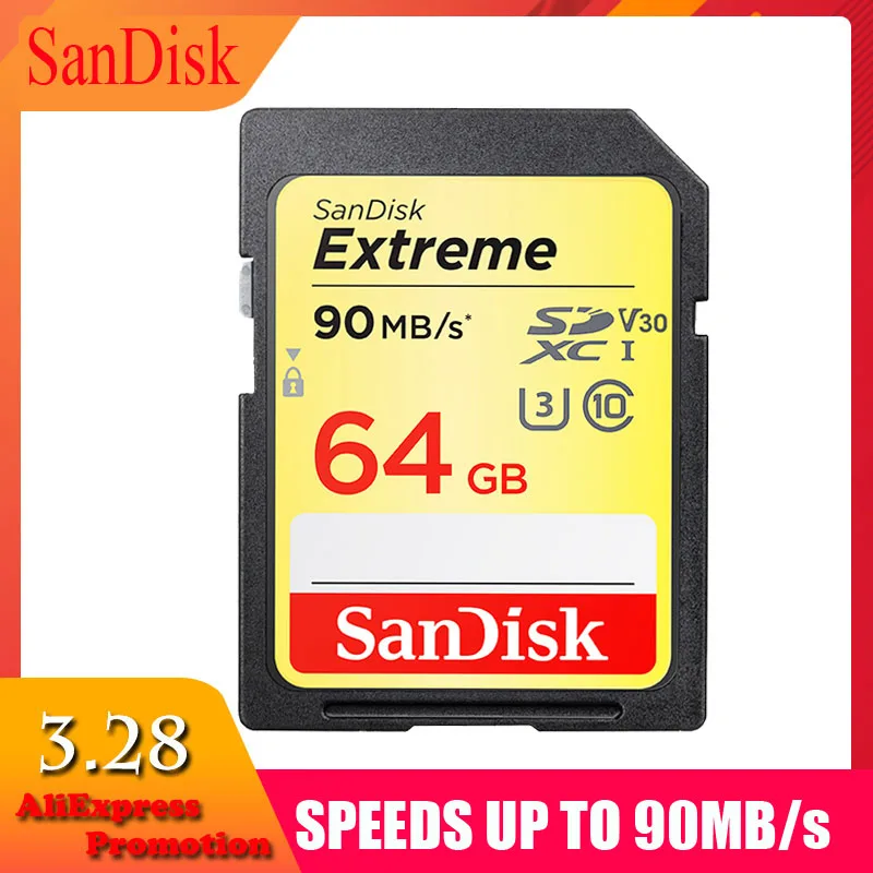 Купить SanDisk Extreme карты памяти sd Card 128 32 gb micro sd карты SDHC SDXC Class10 C10 U3 V30 sd card 64 gb 90 МБ с. UHS I для Камера