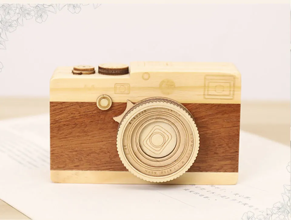 Wooden Clockwork Music Box Camera Module Christmas Ornaments Mechanism Castle In The SkySwan Lake Music Box Creative Gift Ideas (9)