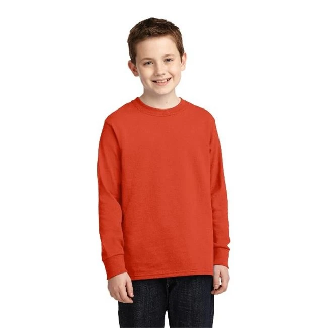 Port & Company PC54YLS Mens Youth Long Sleeve Core Cotton Tees Orange - Extra Small