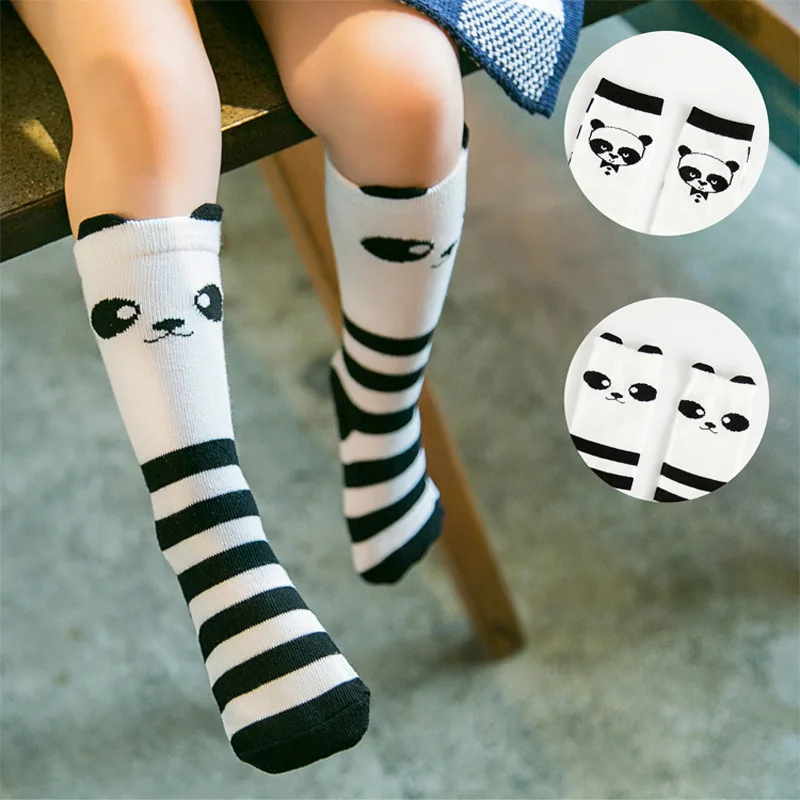 Носки для малышей гольфы для девочек с лисой, шелковые Детские носки хлопковые теплые носки с изображением панды и усов для мальчиков