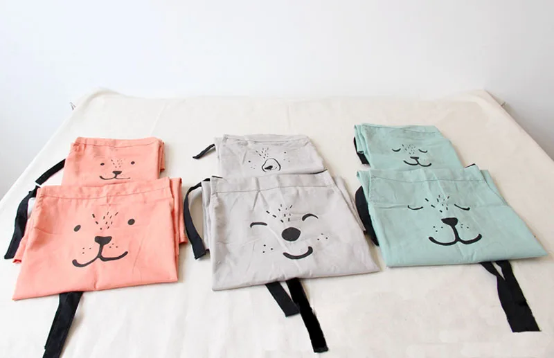 Cartoon Parent-child Cotton Apron Kitchen Anti-fouling Waterproof Baking Painting Work Clothes Women Kids Aprons (10)