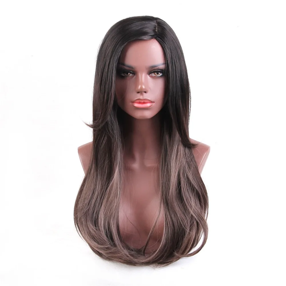 

Element Synthetic Long Straight Hair Wig 26 Inch Heat Resistant Side Parting Full Capless Wig for Black Women Free Shipping