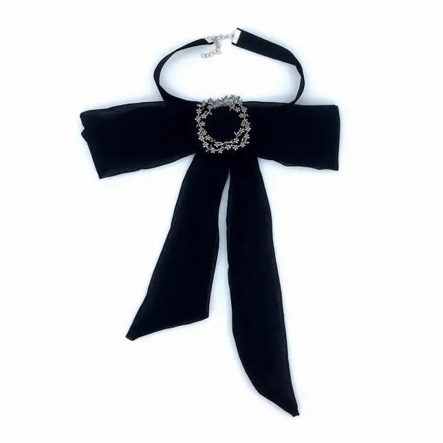 MANILAI, Модное шифоновое ожерелье с большим бантом, ожерелье, колье для женщин, черный, красный, зеленый цвета, ювелирные изделия - Окраска металла: Black