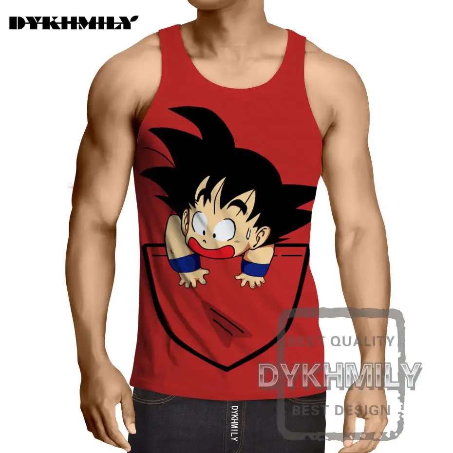 Dykhmily 2017 Лето Новое поступление Dragon Ball Z Goku Детский Карманный 3d принт милый красный