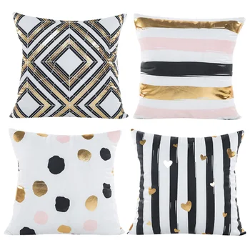 

Urijk 4PCS Striped Pillow Case Home Flamingo Pillowcover Flower Printed Pillow Case For Bedroom Living Room 45*45cm