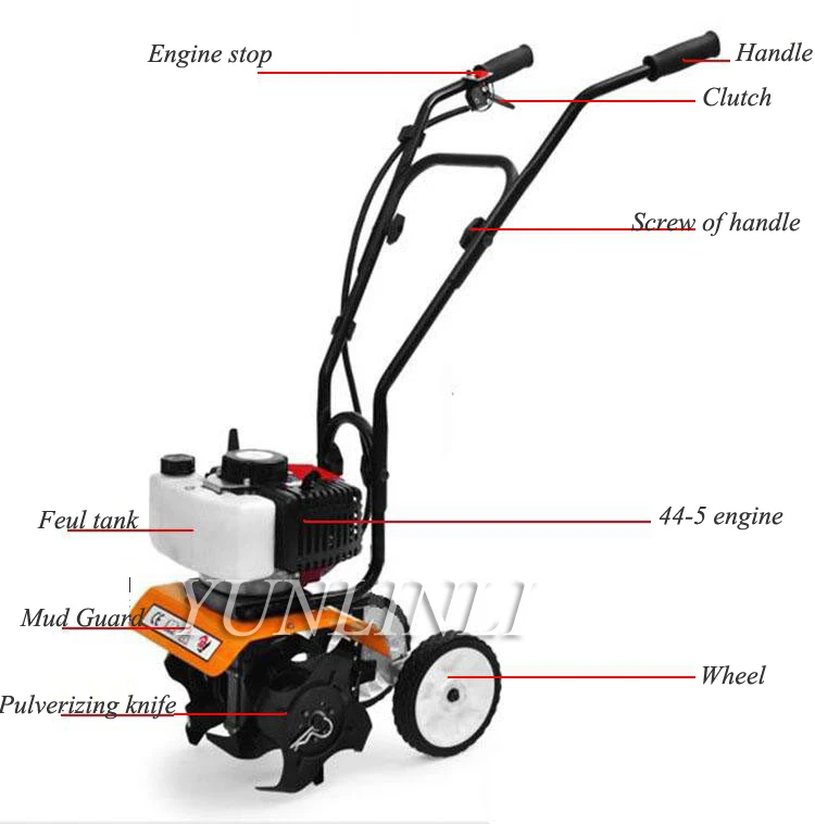 Portable Hand Push Ripper Tiller Garden Cultivator Rotary Hoe Tine Mini Tiller Manual Aerators
