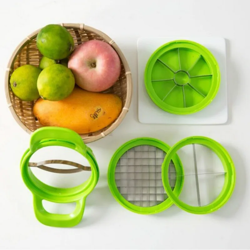 

1PC Creative Kitchen Stainless Steel Multi-function Fruit and Vegetable Cutter 6-in-1 Manual Apple Cutter Mango Nuclear Checker