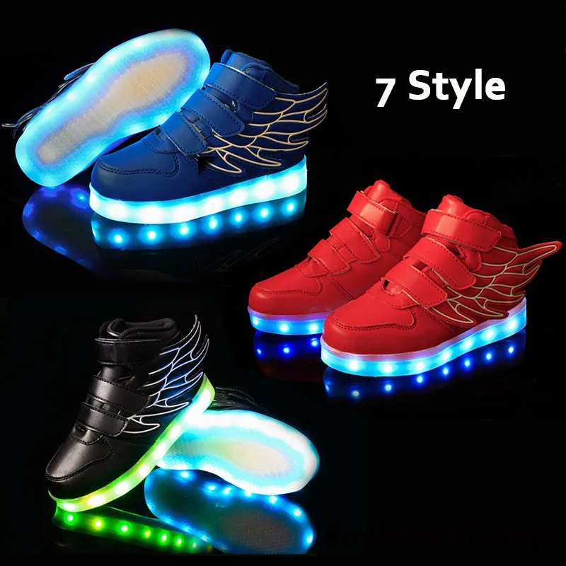 Luminosos para Meninos e Meninas Led com Sola 25 a 37 Tênis Infantis Brilhantes Luminosa Tamanhos 8 Mamãe e Bebê