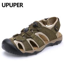 Летние мужские сандалии мужская обувь из натуральной кожи в римском стиле дышащие шлепанцы без шнуровки Мужская Летняя обувь, большие размеры: 38-47