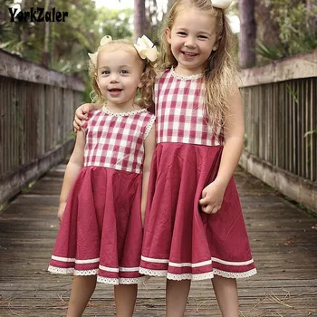 

Yorkzaler Kids Princess Dress For Girl Plaid Sleeveless Cotton Girl Wedding Dress For Party Casual Toddler Baby Clothes Outfits