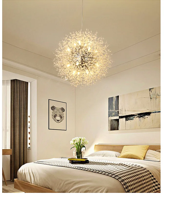 Современный цветок одуванчика хрустальная люстра Роскошная подвеска лампы классический элегантный люстра креативной гостиной комнаты лампа