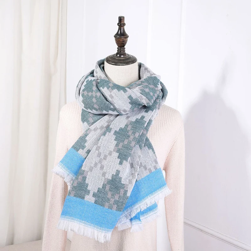 Высококачественные клетчатые шарфы унисекс, модный толстый теплый зимний шарф с кисточками, женские мягкие шали, кашемировые шарфы, женские шарфы