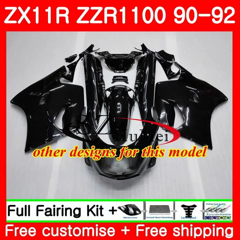 Gloosy SilverBody для KAWASAKI NINJA ZZR1100 ZX 11R ZZR 1100 5SH3 ZX11 ZX11R 90 91 92 1990 1991 1992 обтекатели комплект| |