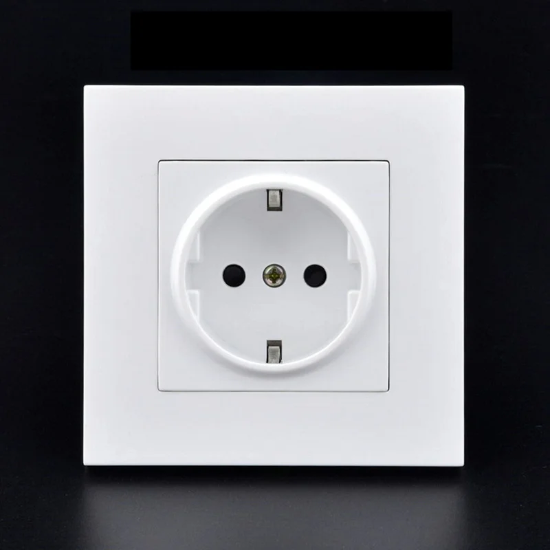 

EU/UK/US Standard Power Socket,White Tempered Panel Wall Power Socket