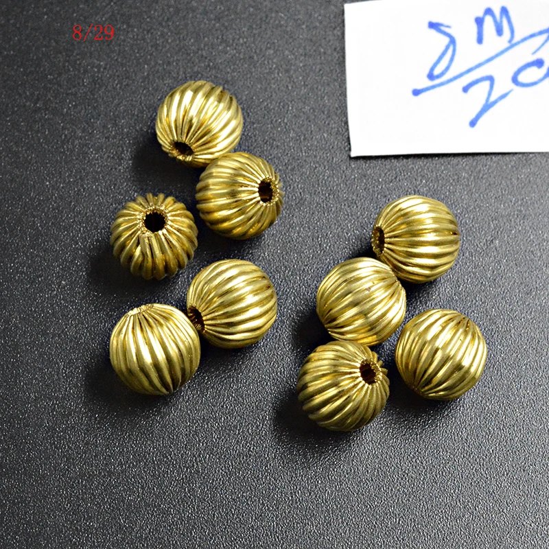 

FLTMRH 10pcs 8mm Copper Spacer beads ball Gold/ Metal Round Loose beads for Jewelry bracelet making DIY Findings