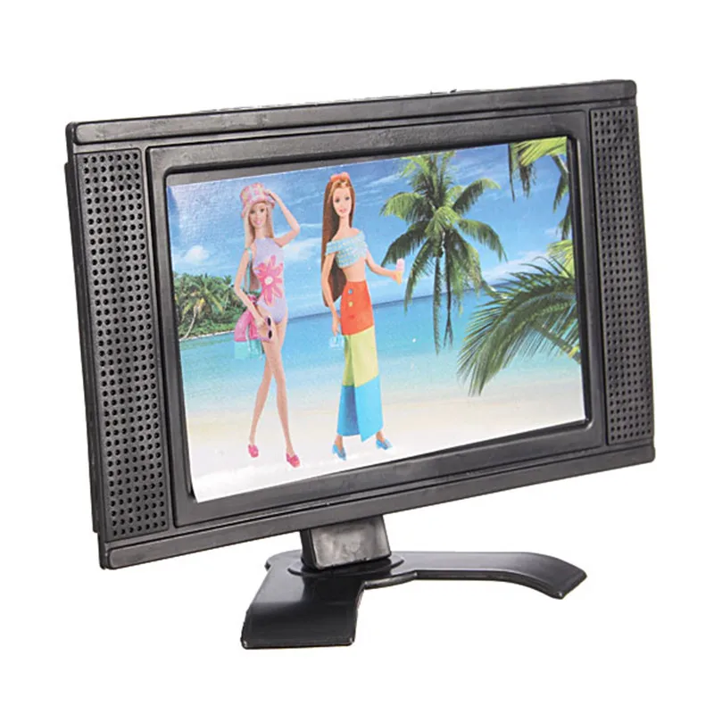 Mini Flat Screen LCD TV Child Play for Barbie Doll Dollhouse Miniature Furniture