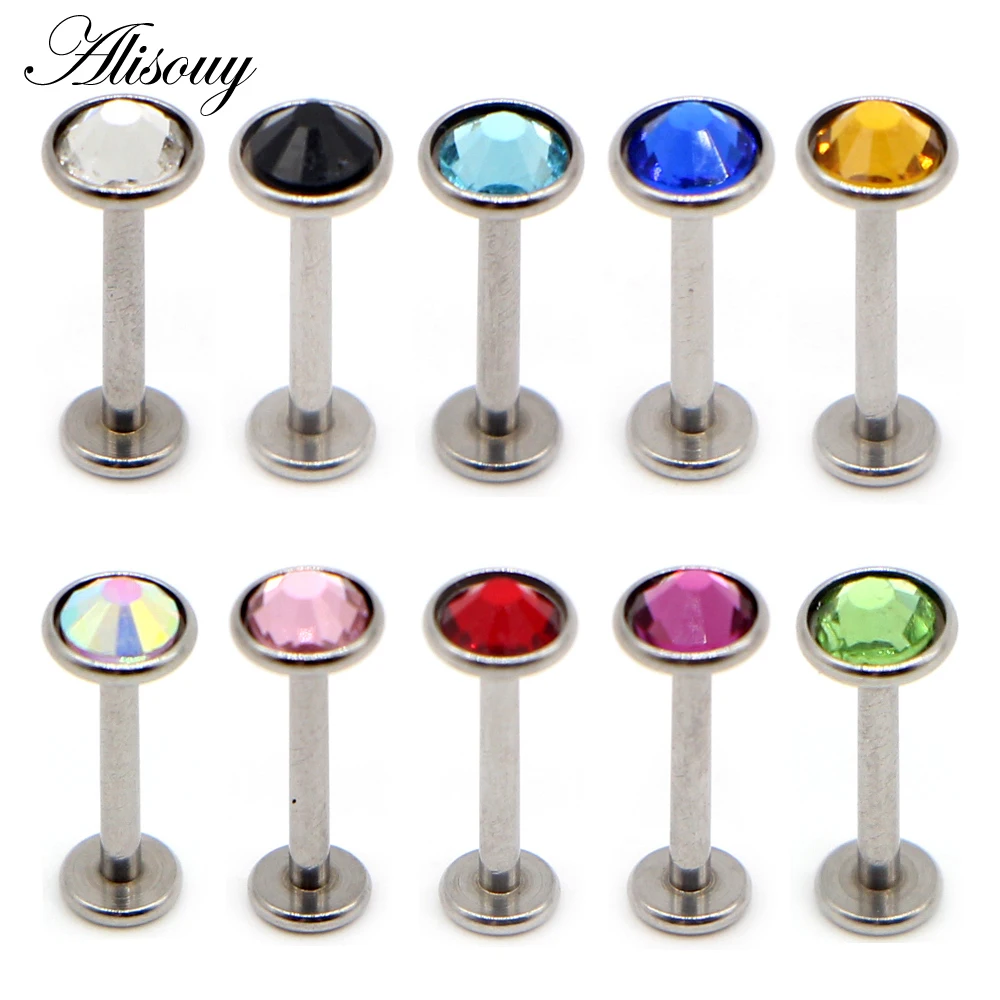 3 Pcs Value Pack of Assorted Steel Tragus Bar with Flat Purple Gem Top