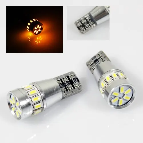 

4 x 194/168/T10/W5W 18 3014 SMD Amber LED Bulbs w/ Canbus Error-Free for License Plate/Side