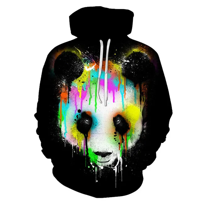 2018 new fashion hooded shirts men colorful panda 3d printed hoodies