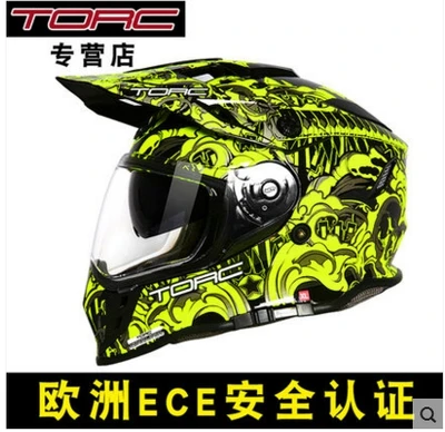 1 шт TORC Full Face DOT ECE Flip Up Racing Off-Road Capacete двойной козырек модульные мото шлемы мотоциклетный шлем - Цвет: yellow