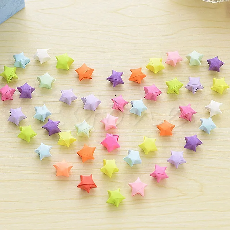 90PcFolding Best Wishes Candy Colors Origami Lucky Wish Star Paper Strips Paper