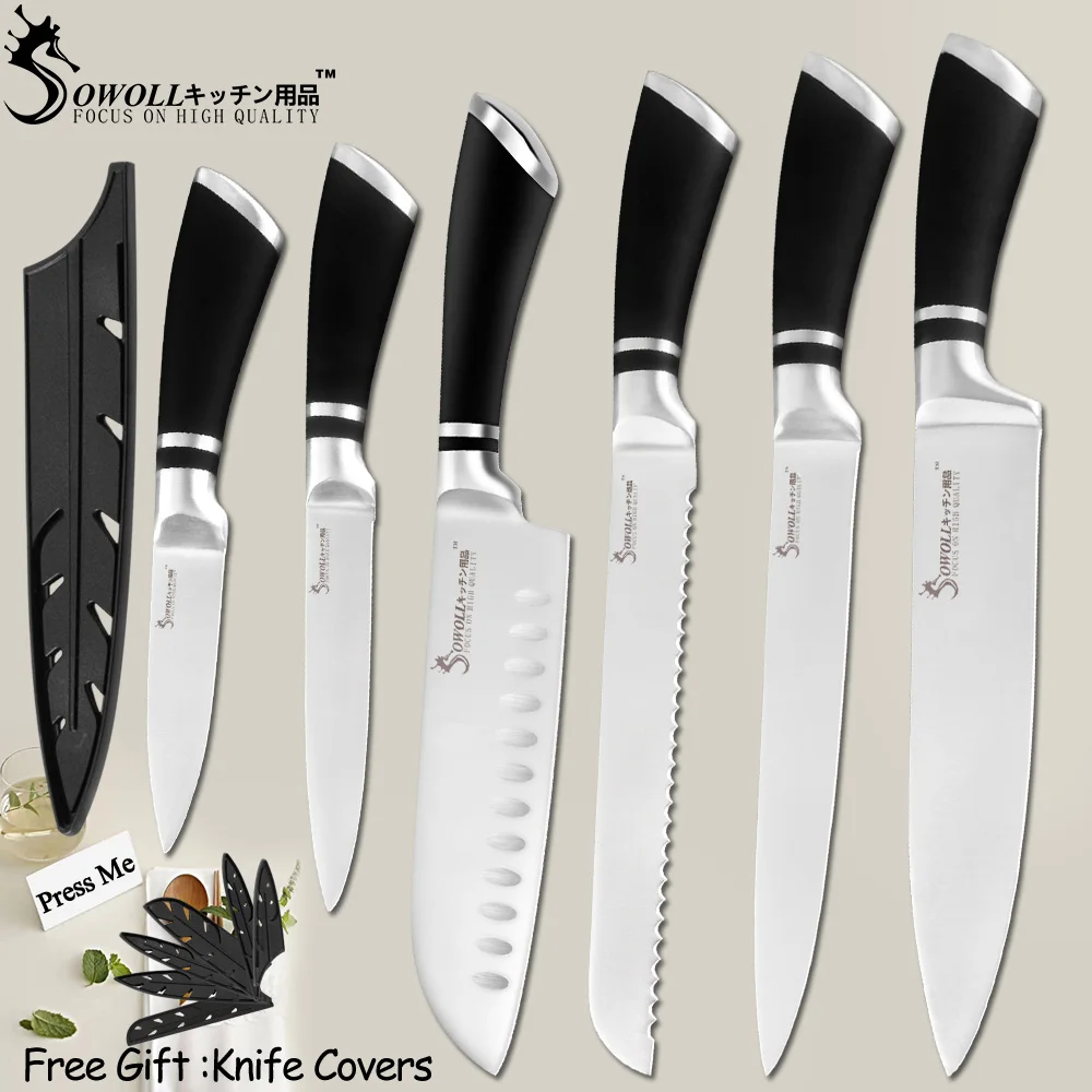 SOWOLL High Quality Japanese Chef Stainless Steel Knife 4 Pcs