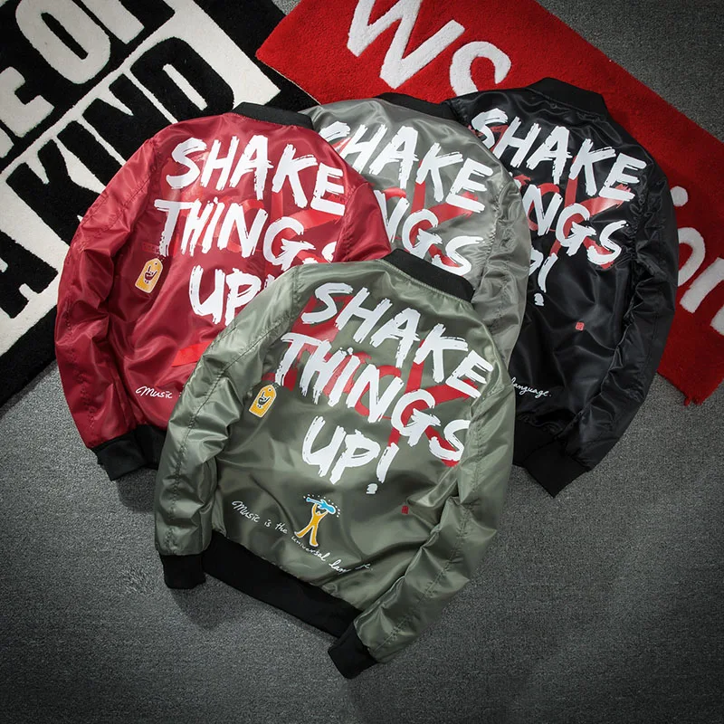 Kaufen Aolamegs Bomber Jacke Männer Graffiti Print Dünne MA 1 Männer der Jacke Hip Hop Mode Outwear Herbst Männer Mantel bombe Baseball Jacken