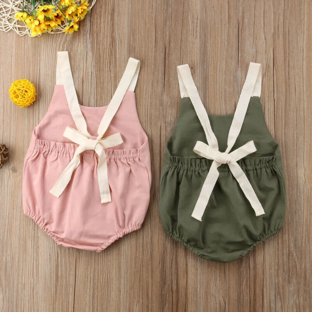 Newborn Infant Baby Girl Bowknot Backless Romper Outfits Clothes Rompers newborn baby girls clothes 0-3 months