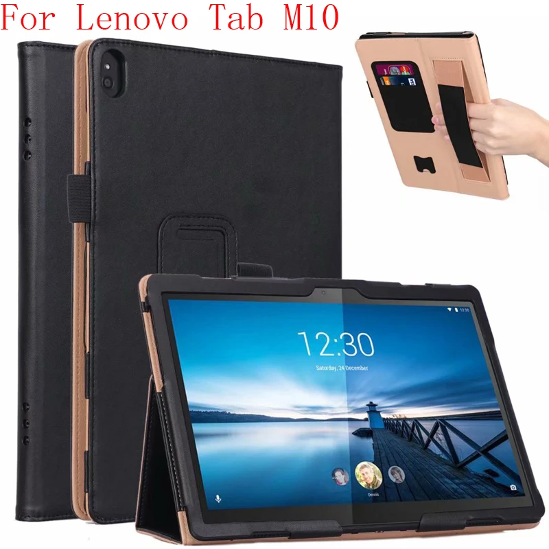 

For Lenovo Tab M10 Handrest Case Cover Protector TabM10 10.1" X605 Shell Skin TB-X605f X605L Capa Fundas Business Bag Card Slots