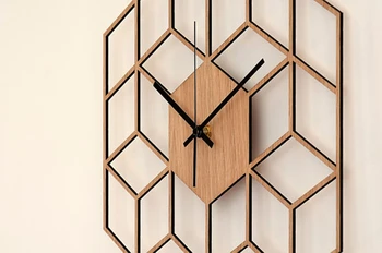 

Cube Inspired Wooden Wall Clock Silent Non Ticking Wood Clock Minimalist Geometric Digital Wall Clock Shabby Chic 3DBG010