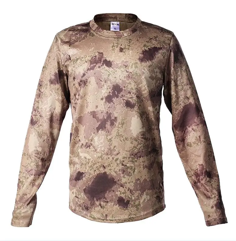 Новинка, Тактическая Военная камуфляжная футболка, Мужская дышащая быстросохнущая армейская футболка с длинным рукавом для мужчин, S-3XL - Цвет: Desert