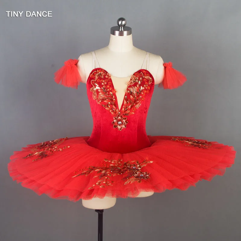 Красный классическая одежда для бальных танцев блин пачки с 7 слоями жесткого фатина Костюм Балерины для сольного танцевальная Pleate пачка BLL026