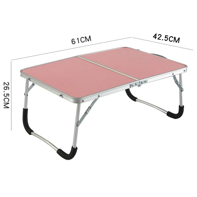 Складной стол из алюминиевого сплава, компьютерный стол для детей, многофункциональный простой стол для хранения, для студентов, спальни, на открытом воздухе - Цвет: Розовый