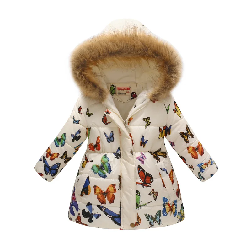 Girls Jackets Winter Coats Cotton-Padded Girls Clothes Children Fur Collar Jackets For Girls Costume Kids Hooded Outerwear