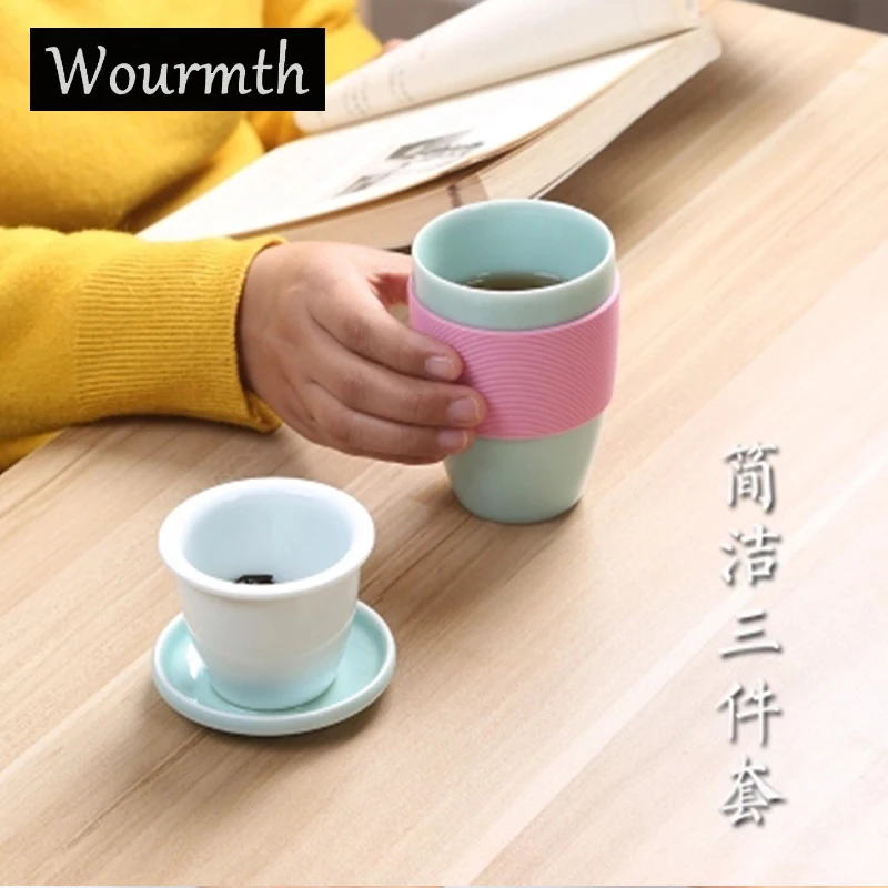 WOURMTH 270 мл керамические цветочные чайные кружки с заваркой чайник фильтром и