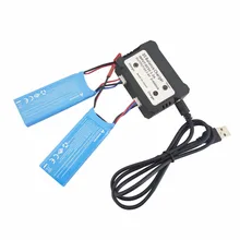 2PCS 7.6V 750mAh Lithium Battery with 2-in-1 Charger for Hubsan H216A Quadcopter Parts Drone Backup Battery