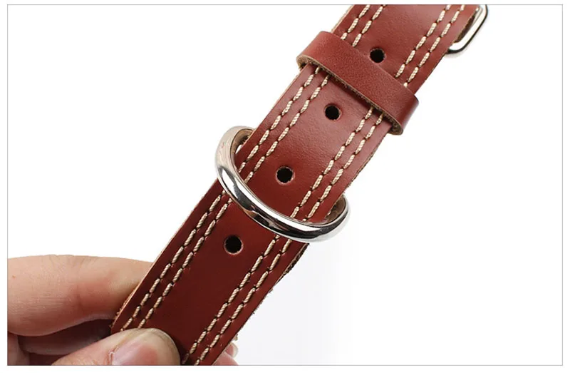 SYDZSW Large Dog Collar Pet Leads Top Grade Cow Leather Double Stitching Pet Collar for German Shepherd Labrador Big Dog Products10