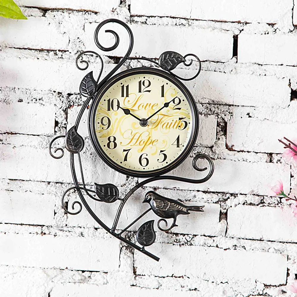 

Retro Metal Tree Bird Wall Clock Shabby Chic Antique Clock Vintage Home Decorative Wall Mount Clock Reloj De Pared Gifts WZH087