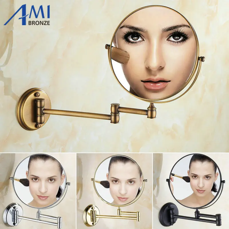 Buy 8" Antique Brass Bathroom Makeup Mirror Cosmetic