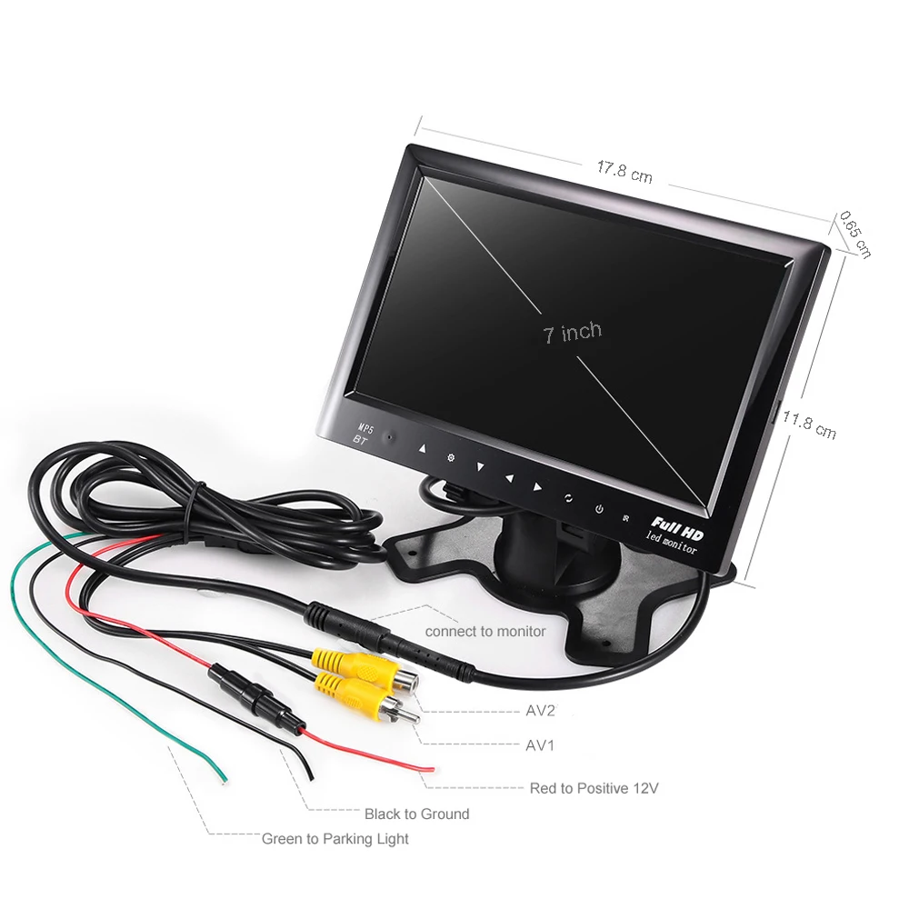 AMPrime Bluetooth " TFT lcd Автомобильный монитор заднего вида тонкий экран приборной панели, Автомобильный видео аудио fm-передатчик/MP5/USB/SD карта