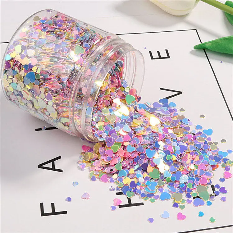 New Five Mixed Colors Shape Loose Sequins 10g/Pack Paillettes Nails Art Manicure Material,Wedding Decoration Confetti - Цвет: 3-6mm Heart