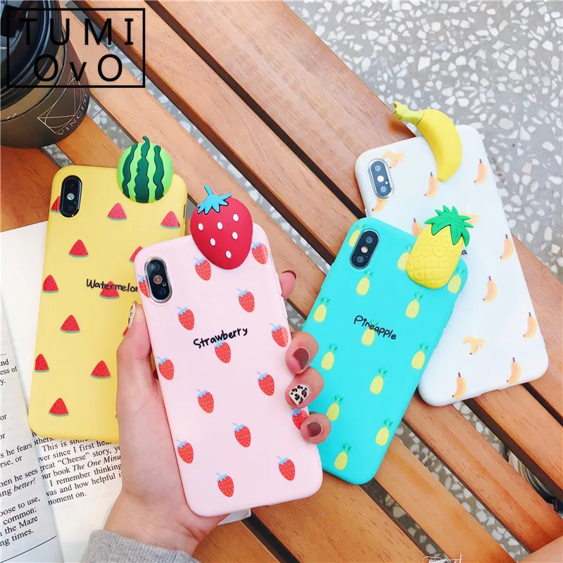 

For iPhone 6 6S Plus Case For iPhone 7 7S 8 Plus X XR XS Max Coque Silicone 3D Cute Cartoon Pink Pineapple Fruit Soft TPU Fundas