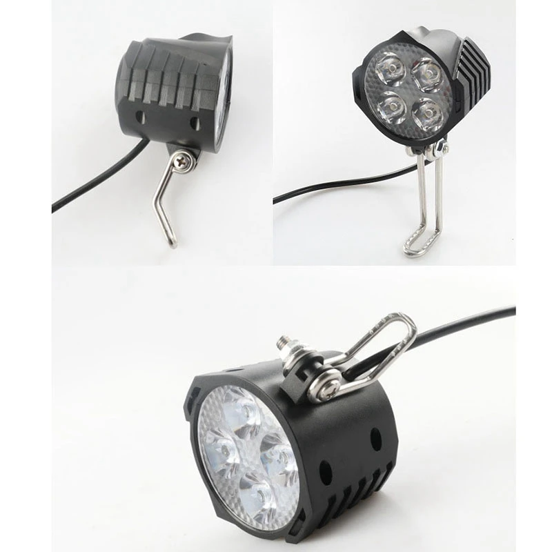 Светодиодный головной светильник для электровелосипеда, 12 В, 24 В, 36 В, 48 В, 60 в, 72 в, велосипедный светильник с рогом, водонепроницаемый передний головной светильник