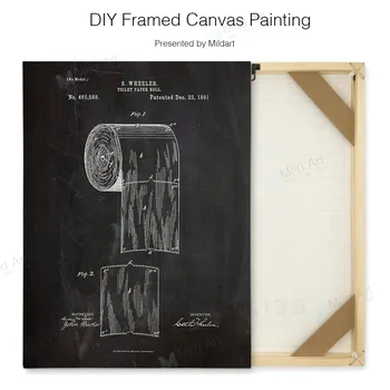 

Black White Custom Patent Toilet Sketch Posters A4 Nordic Wall Art Pictures Home Decor DIY Natural Wooden Framed Canvas Painting