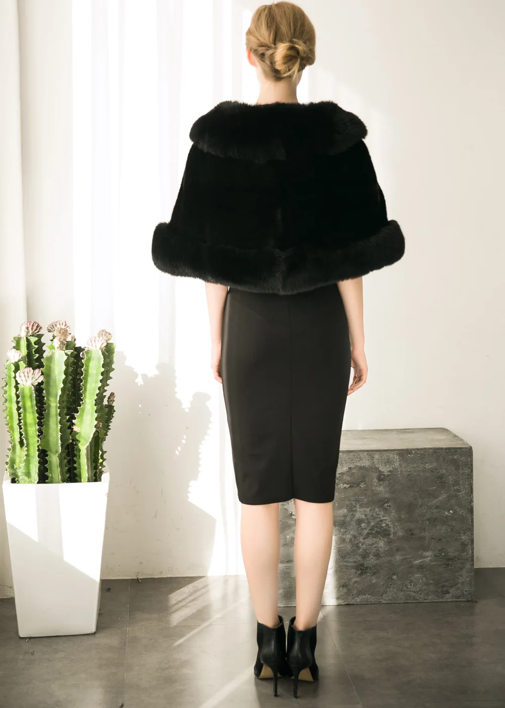 Europe and America autumn and winter new imitation fur bride dress bridesmaid fur shawl cape coat (6)
