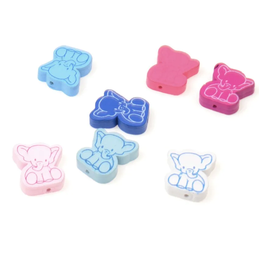 MIAOCHI DIY 30 шт. 20x25 мм Смешанные Цвет животных Слон бусины из натурального дерева для