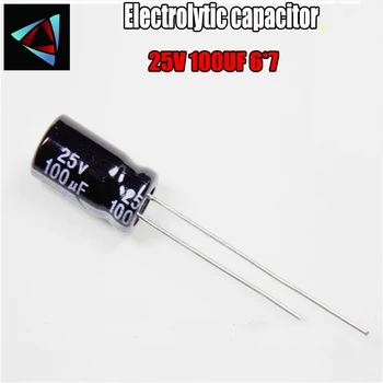 

30PCS Higt quality 25V100UF 6*7mm 100UF 25V 6*7 Electrolytic capacitor